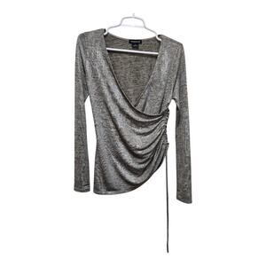 Trouvé Wrap Side Ruched Metallic Top Size XS